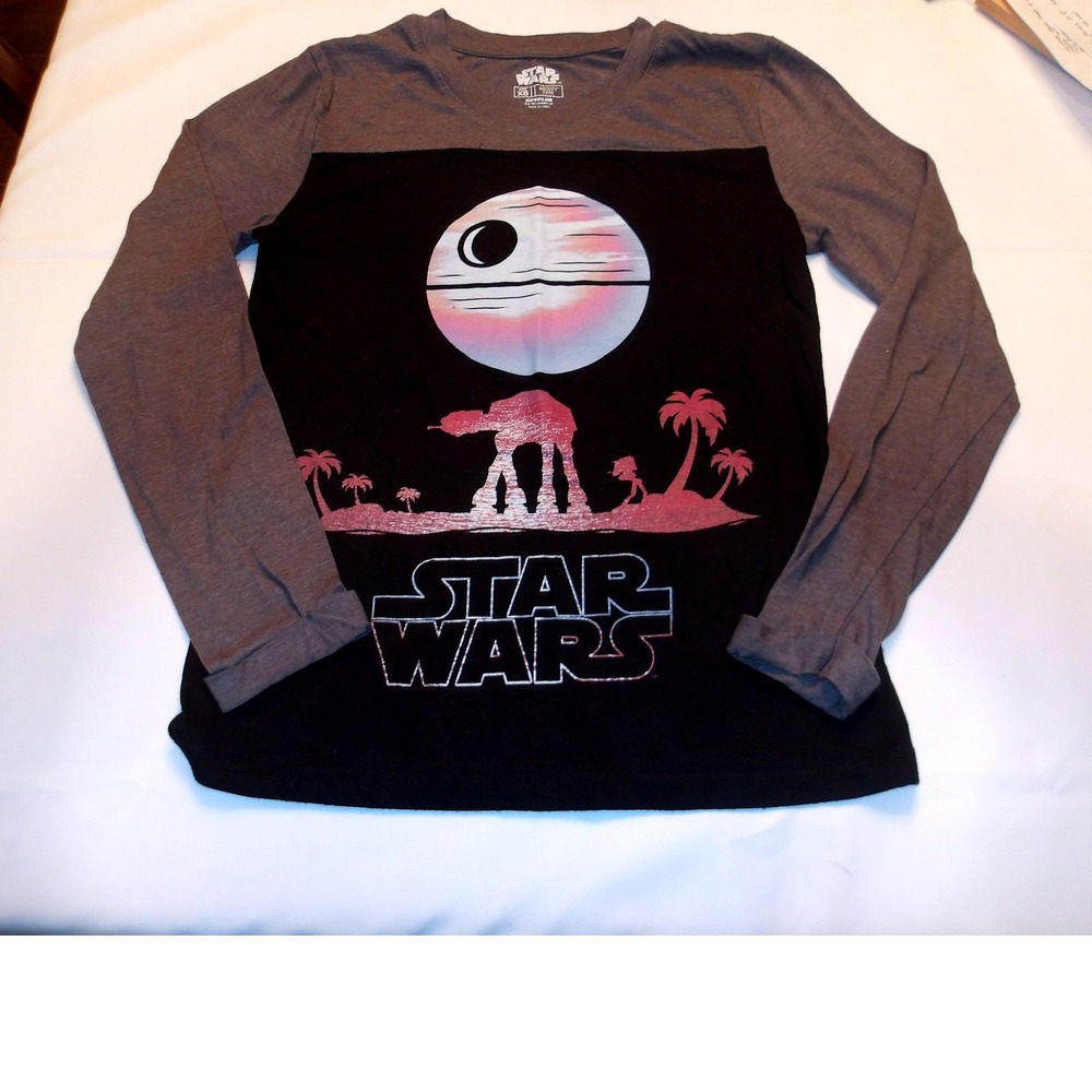 Star‎ Wars Graphic Tee Long Sleeve Death Star AT-AT T-Shirt/XS / #5215